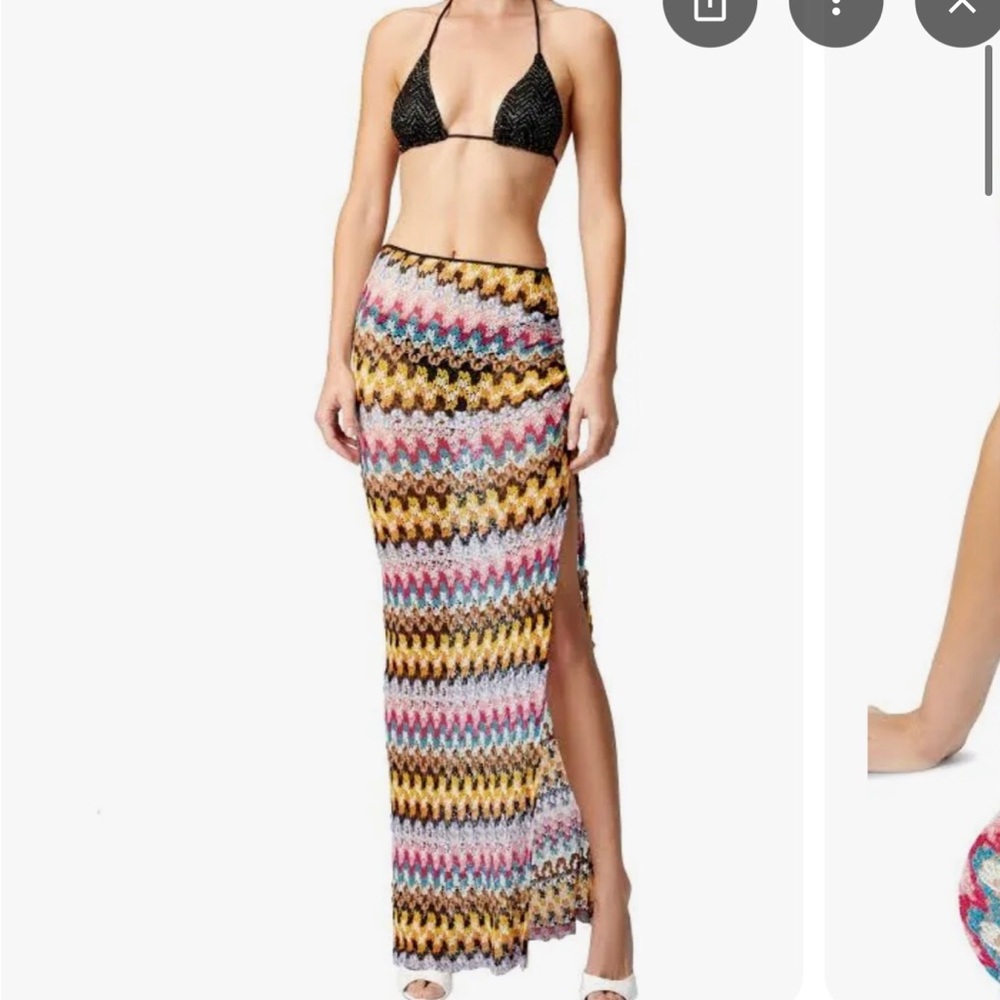 Missoni knit ruched slit maxi skirt,